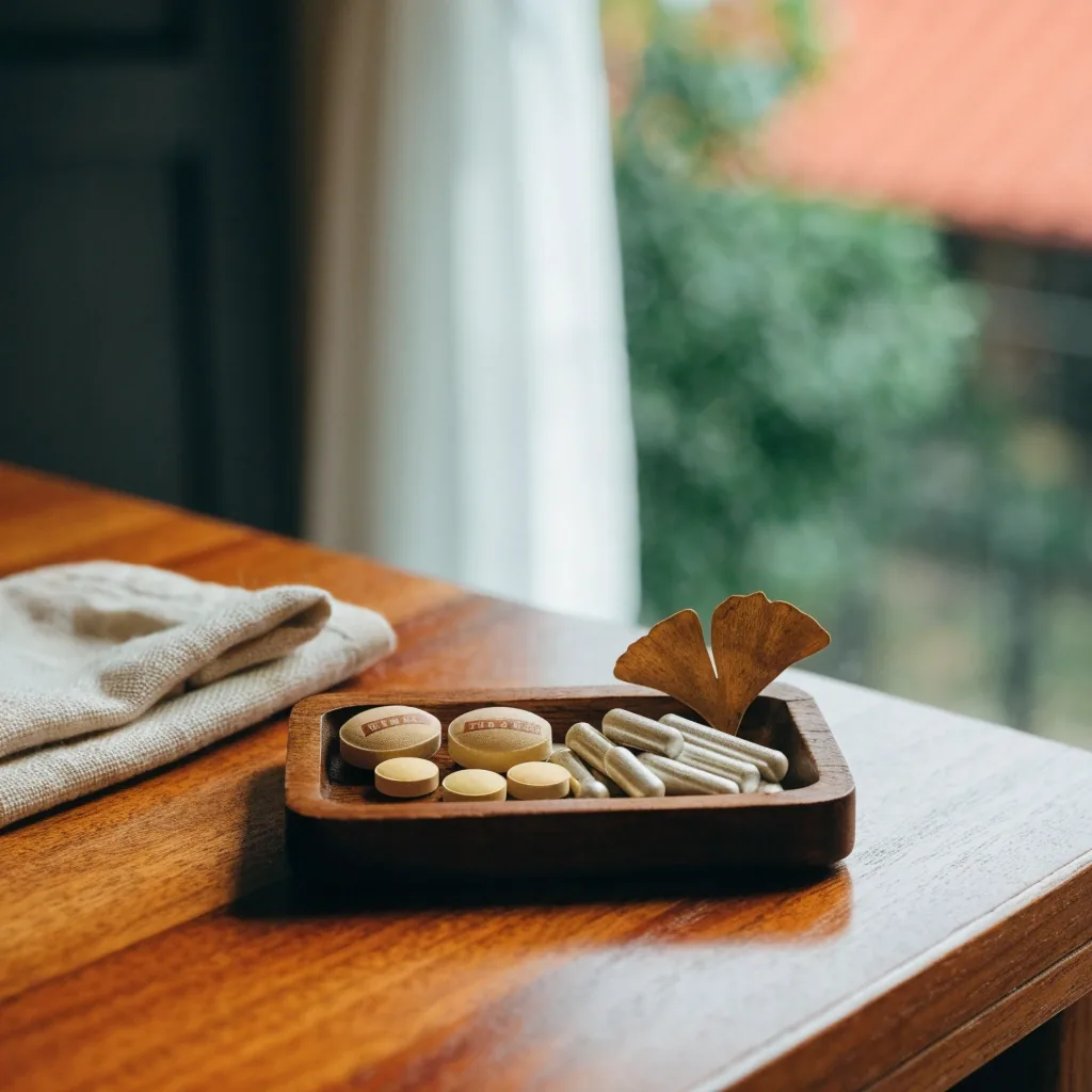 A man's hands examining a single capsule above a shallow dish on a bone paper sheet in warm side light